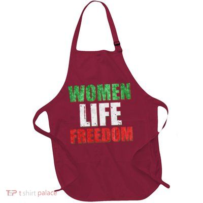 Women Life Freedom Mahsa Amini Rise With The Women Of Iran Full-Length Apron With Pockets
