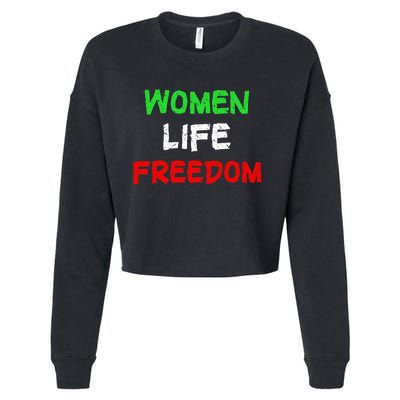 Women Life Freedom Vintage Design Cropped Pullover Crew