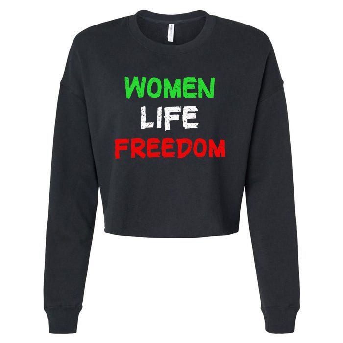 Women Life Freedom Vintage Design Cropped Pullover Crew