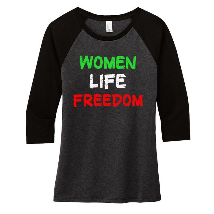 Women Life Freedom Vintage Design Women's Tri-Blend 3/4-Sleeve Raglan Shirt