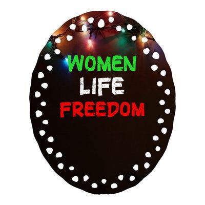 Women Life Freedom Vintage Design Ceramic Oval Ornament