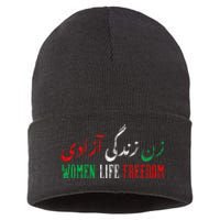 Women Life Freedom Free Iran Zan Zendegi Azadi Vintage Sustainable Knit Beanie