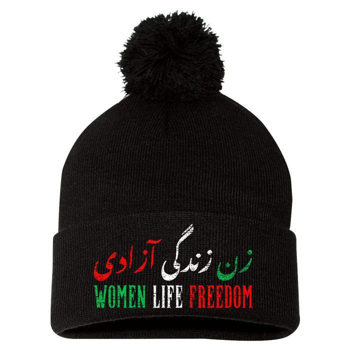 Women Life Freedom Free Iran Zan Zendegi Azadi Vintage Pom Pom 12in Knit Beanie