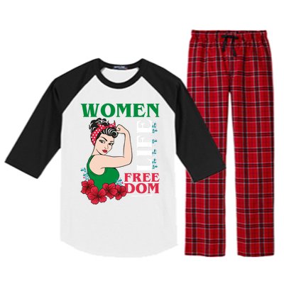 Wo Life Freedom Gift Cute Iranian Gift Raglan Sleeve Pajama Set