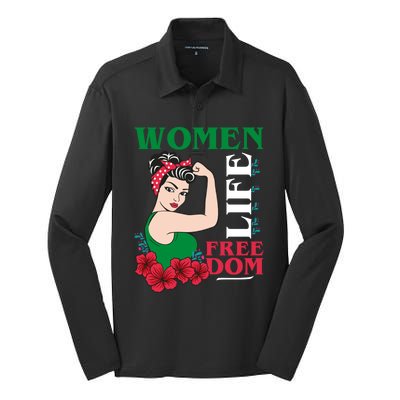 Wo Life Freedom Gift Cute Iranian Gift Silk Touch Performance Long Sleeve Polo