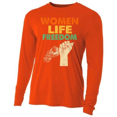 Women Life Freedom Iran Feminist Vintage Cooling Performance Long Sleeve Crew