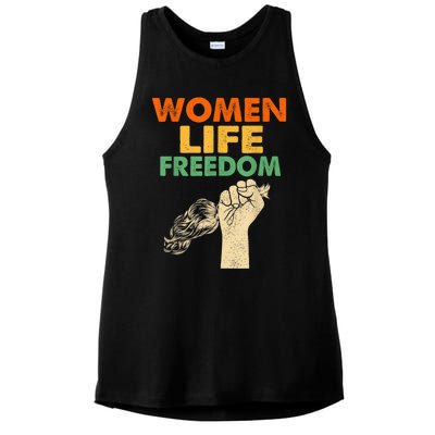 Women Life Freedom Iran Feminist Vintage Ladies PosiCharge Tri-Blend Wicking Tank