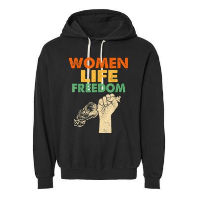 Women Life Freedom Iran Feminist Vintage Garment-Dyed Fleece Hoodie