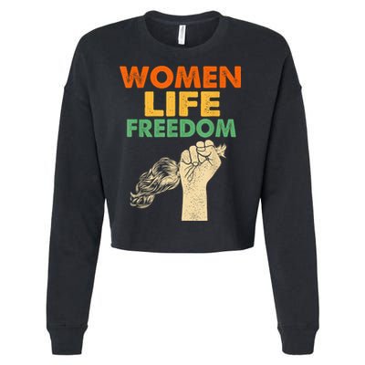 Women Life Freedom Iran Feminist Vintage Cropped Pullover Crew