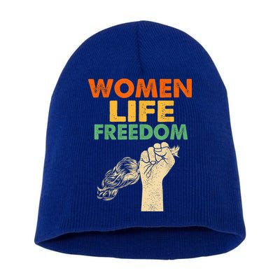 Women Life Freedom Iran Feminist Vintage Short Acrylic Beanie