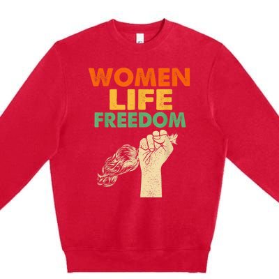 Women Life Freedom Iran Feminist Vintage Premium Crewneck Sweatshirt