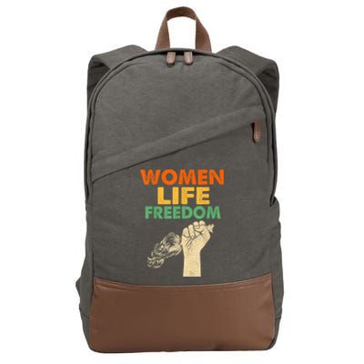 Women Life Freedom Iran Feminist Vintage Cotton Canvas Backpack