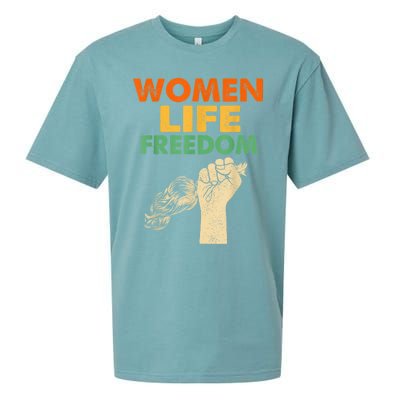 Women Life Freedom Iran Feminist Vintage Sueded Cloud Jersey T-Shirt