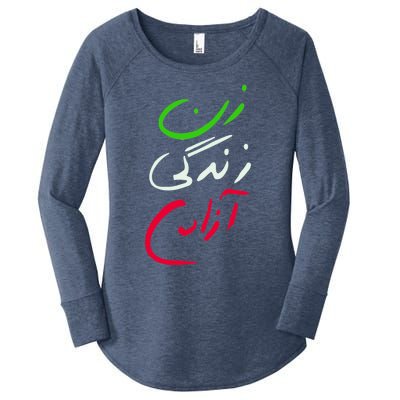 Wo Life Freedom Farsi Calligraphy Tee Zan Zendegi Azadi Great Gift Women's Perfect Tri Tunic Long Sleeve Shirt