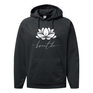 Womens Lotus Flower Line Art Summer Breathe Meditation Yoga Blossom Performance Fleece Hoodie