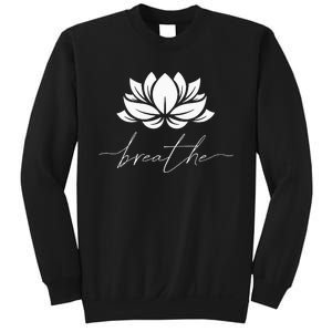 Womens Lotus Flower Line Art Summer Breathe Meditation Yoga Blossom Sweatshirt