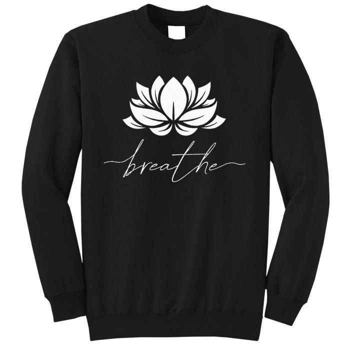 Womens Lotus Flower Line Art Summer Breathe Meditation Yoga Blossom Tall Sweatshirt