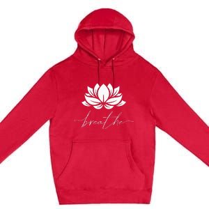 Womens Lotus Flower Line Art Summer Breathe Meditation Yoga Blossom Premium Pullover Hoodie