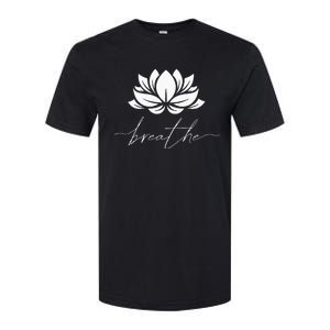 Womens Lotus Flower Line Art Summer Breathe Meditation Yoga Blossom Softstyle CVC T-Shirt