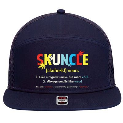 Weed Lover Fun Uncle Weed Smoker Skuncle Marijuana Cannabis 7 Panel Mesh Trucker Snapback Hat