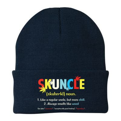 Weed Lover Fun Uncle Weed Smoker Skuncle Marijuana Cannabis Knit Cap Winter Beanie