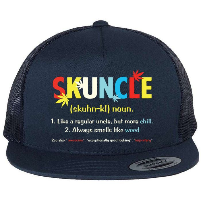 Weed Lover Fun Uncle Weed Smoker Skuncle Marijuana Cannabis Flat Bill Trucker Hat