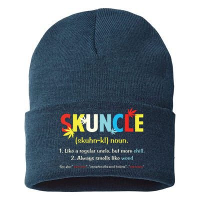 Weed Lover Fun Uncle Weed Smoker Skuncle Marijuana Cannabis Sustainable Knit Beanie