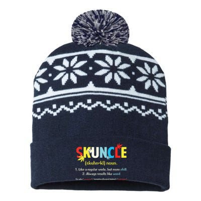 Weed Lover Fun Uncle Weed Smoker Skuncle Marijuana Cannabis USA-Made Snowflake Beanie