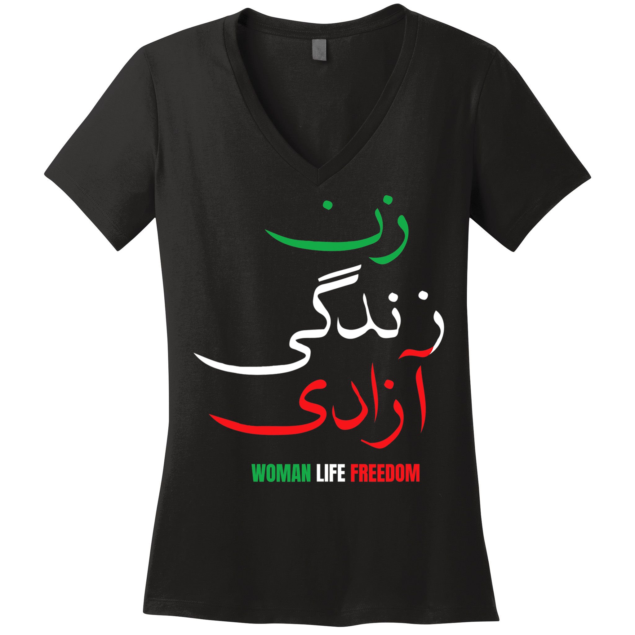 Woman Life Freedom Iran Zan Zendegi Azadi Persian Women's V-Neck T-Shirt