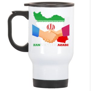 Woman Life Freedom Iran Zan Zendegi Azadi Persian Support Stainless Steel Travel Mug