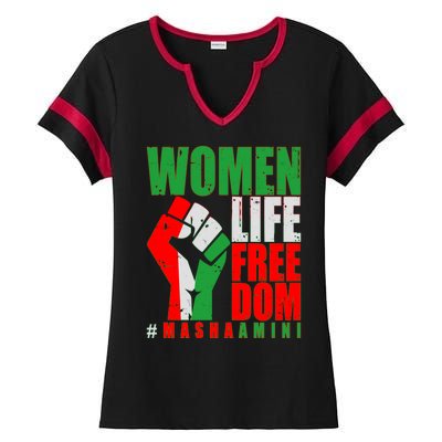 Women Life Freedom #Masha Amini Women Of Iran Ladies Halftime Notch Neck Tee