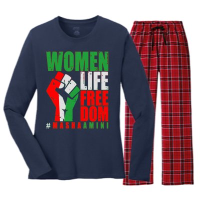 Women Life Freedom #Masha Amini Women Of Iran Women's Long Sleeve Flannel Pajama Set 