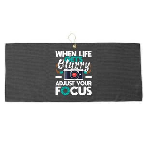 When Life Gets Blurry Photographer Camera Photography Large Microfiber Waffle Golf Towel