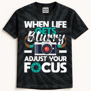 When Life Gets Blurry Photographer Camera Photography Kids Tie-Dye T-Shirt