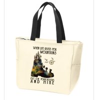 When Life Gives You Mountains Put On Your Boots Funny Hiking Zip Tote Bag