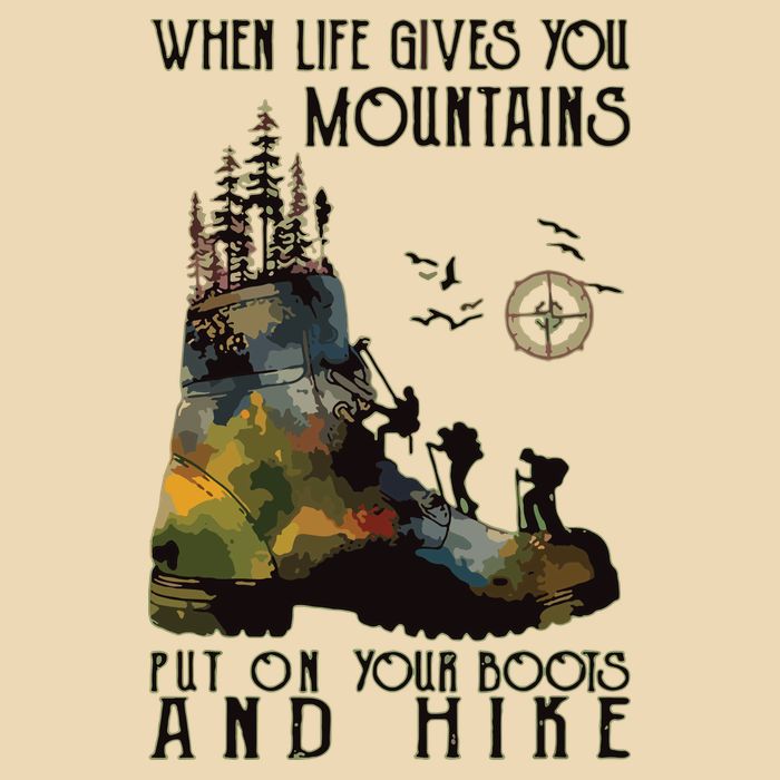 When Life Gives You Mountains Put On Your Boots Funny Hiking Zip Tote Bag
