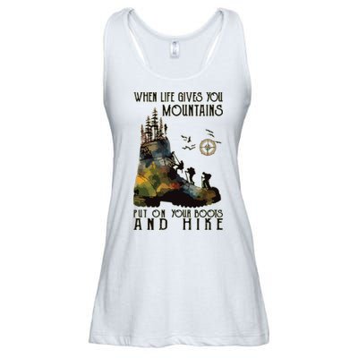 When Life Gives You Mountains Put On Your Boots Funny Hiking Ladies Essential Flowy Tank