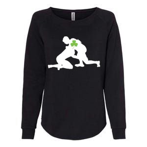 Wrestling Lovers Green Shamrock Leaf St Patricks Day Womens California Wash Sweatshirt