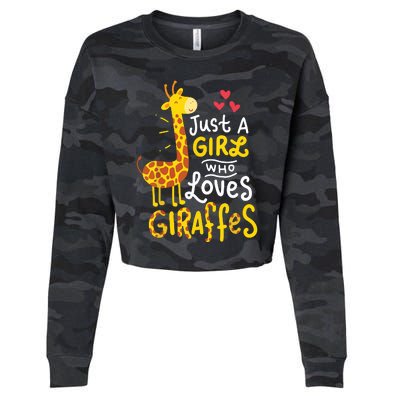 Who Loves Giraffes Cute Giraffe Lover Cropped Pullover Crew