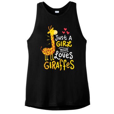 Who Loves Giraffes Cute Giraffe Lover Ladies PosiCharge Tri-Blend Wicking Tank