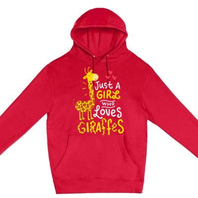 Who Loves Giraffes Cute Giraffe Lover Premium Pullover Hoodie