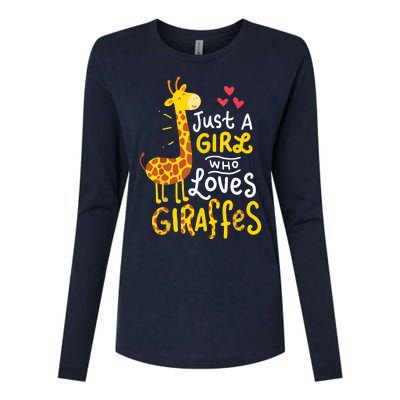 Who Loves Giraffes Cute Giraffe Lover Womens Cotton Relaxed Long Sleeve T-Shirt