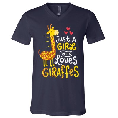 Who Loves Giraffes Cute Giraffe Lover V-Neck T-Shirt