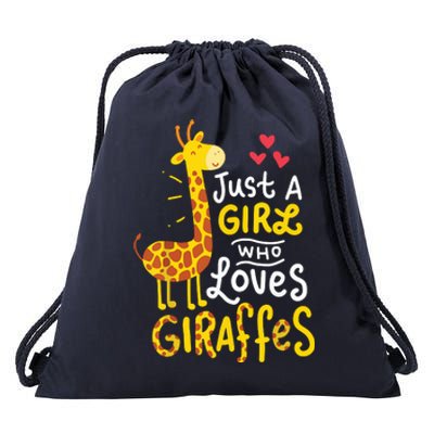 Who Loves Giraffes Cute Giraffe Lover Drawstring Bag