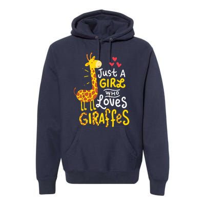 Who Loves Giraffes Cute Giraffe Lover Premium Hoodie