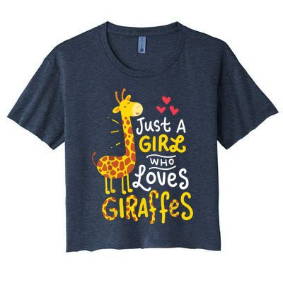 Who Loves Giraffes Cute Giraffe Lover Women's Crop Top Tee