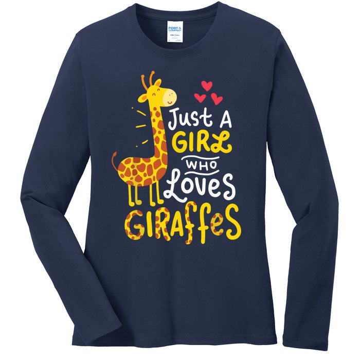 Who Loves Giraffes Cute Giraffe Lover Ladies Long Sleeve Shirt