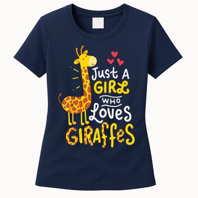 Who Loves Giraffes Cute Giraffe Lover Womens T-Shirt