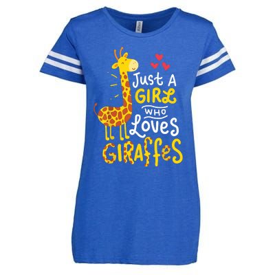 Who Loves Giraffes Cute Giraffe Lover Enza Ladies Jersey Football T-Shirt