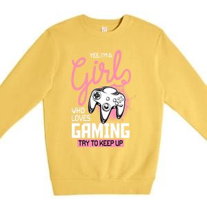 Who Loves Gaming Funny Video Gamer Funny Gift Premium Crewneck Sweatshirt